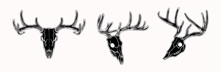 deer head skull vector silhouette image