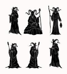 vector silhouette image of a ghostly creature with a goat's skull