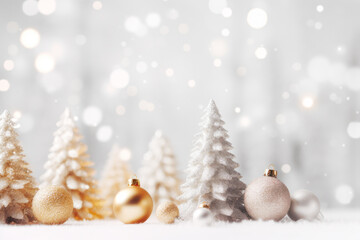 Merry Christmas and Happy New Year greeting card. Generative AI.	