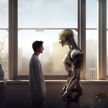 Person and Robot face to face