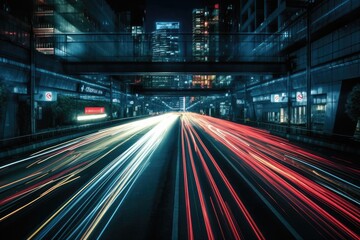 Fototapeta na wymiar Speed technology background and at-night Hong Kong City. Generative AI