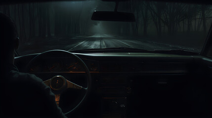 Cinematic view of driving a car on the road
