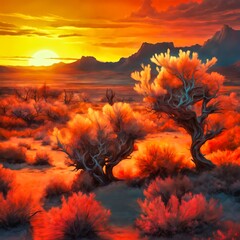 sunset over the desert