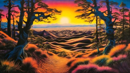 sunset in the steppe