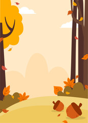 Flat autumn background portrait vector design
