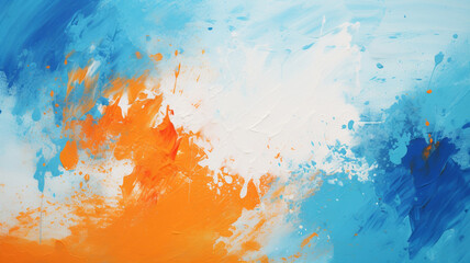 Mixtures of blue and orange oil paint. Colorful abstract background wallpaper.
