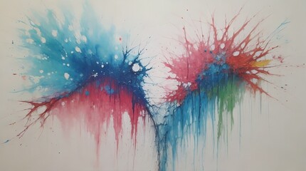 splashes and drips in colorful abstract art - obrazy, fototapety, plakaty