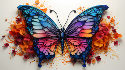 Butterflies with magical colors and fantasy