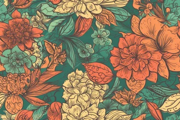 Fototapeten romantic flowery seamless pattern. Wallpaper, pattern fills, website backdrops, and surface textures may all be created with seamless patterns. beautiful flower seamless backdrop. Eps 10. Generative © Vusal