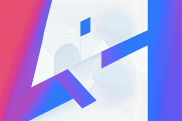 blue, red and purple colored design made of geometric shape, dynamic lines and shapes, graphic design-inspired illustrations, isometric, blurred forms,  rounded forms