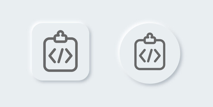 Coding line icon in neomorphic design style. Programming signs vector illustration.