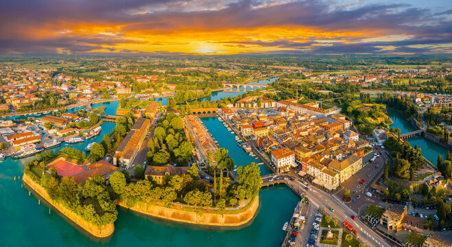 Landscape with Peschiera del Garda, Garda Lake, Italy
