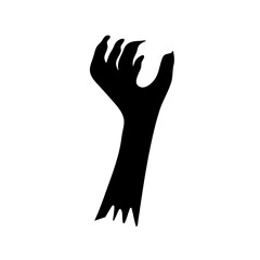 Zombie Hand Silhouette. Vector Design Clip Art. Halloween Scary Graves. Dead Monster Arm.