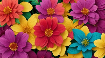 colorful abstract flowers background, colored flowers on abstract background