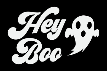 Hey Boo Retro Groovy Funny Halloween T-Shirt Design