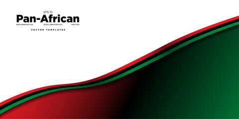 3d Rendered Pan-African Flag Ribbon gradient banner template. Afro American flag, Black Liberation flag, UNIA flag. Pan african color gradient. Juneteenth. Vector Illustration. EPS 10.
