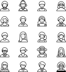 Avatar person in cartoon style black white character