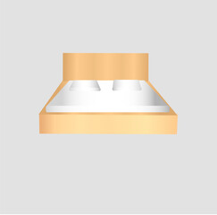 3D wooden bed Muji style for interior design concept on white background 