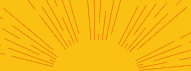 シンボルのサンバースト　集中線　シンプル　使いやすい　横　横長 　黄色　バナー