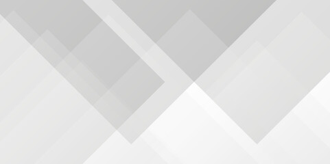 Abstract white and gray background design with layers of textured white transparent material in triangle and squares shapes. White color technology concept geometric line vector background.