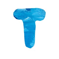 Letter T capital alphabet blue textured cut