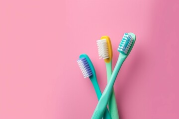 a toothbrush in pastel color background - obrazy, fototapety, plakaty