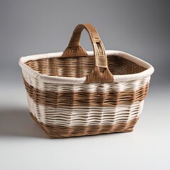 Obraz premium Wicker Basket, Woven Basket with Handles
