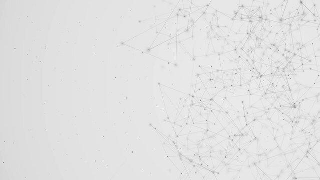 Abstract geometric background with moving lines, dots and triangles. Science, medicine technology. Digital Research Medical Connection. Artificial Intelligence, Blockchain, Big Data, Network Security
