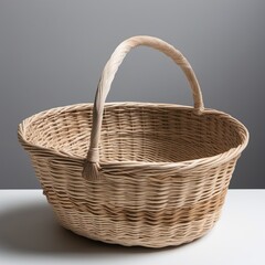 Obraz premium Wicker Basket, Woven Basket with Handles