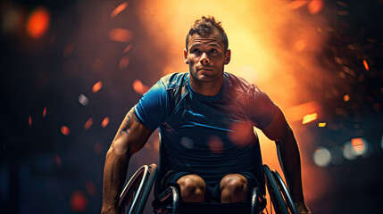 Paralympian in a wheelchair during the competition. Inclusive sport for people with special needs