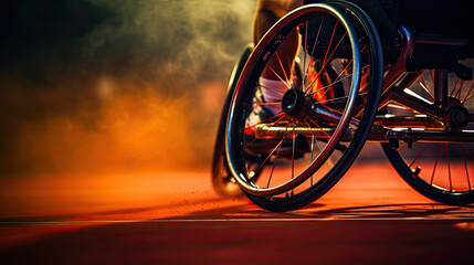 Paralympian in a wheelchair during the competition. Inclusive sport for people with special needs