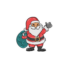 Obraz premium Christmass icon. Santa with gift box. Hello santa illustration. Christmass icon celebrate.