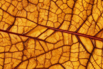 Obraz premium Texture di foglia dorata gialla autunnale con venature scure