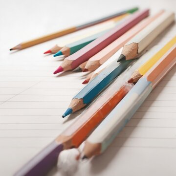 4K Realistic colouring pencils on white paper