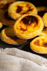 Traditional Portuguese custard tarts. or Egg tarts or homemade Pastel de nata traditional