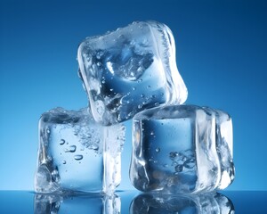 Obraz premium ice cubes isolated on blue background