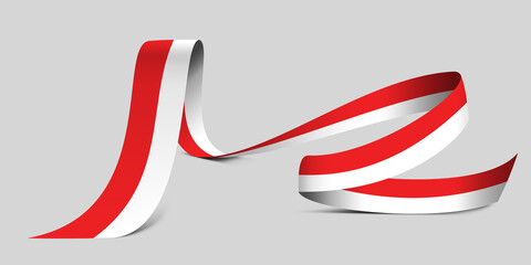 3D illustration. Flag of Indonesia on a fabric ribbon background.