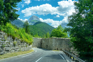 Triglav National Park with beautiful mountains and trees in Slovenia