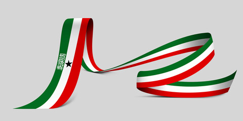 3D illustration. Flag of Somaliland on a fabric ribbon background.