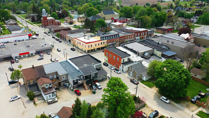 Fototapeta na wymiar Aerial view of Harriston, Ontario, Canada in spring