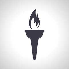 Burning Torch Fire Flame with Pillar column icon. olympic torch icon.