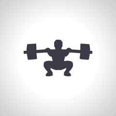 silhouette of weightlifter with barbell. weightlifting isolated icon