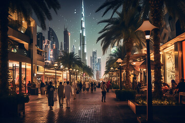 Dubai Skyline - Burj Khalifa - Generated By AI - obrazy, fototapety, plakaty