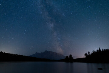 Fototapeta na wymiar Beautiful nightscape featuring the Milky Way galaxy arcing across the sky