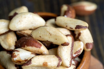 Peeled Brazil nuts on the table