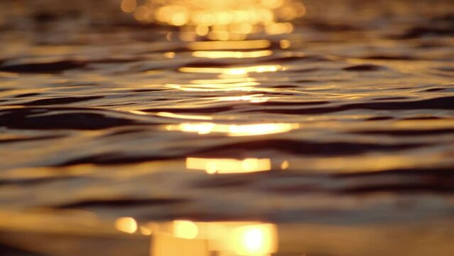 Surface of water waves, beautiful sea surface background at sunset. water in motion under the rays of the sun.