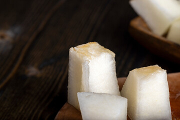 Ripe delicious melon during dessert cooking
