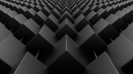 3d Abstract cubes. Black background. 3d rendering