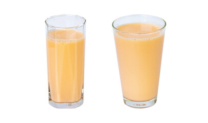 Lactic fermentation beverage color light orange sour or yogurt taste in round, square type glass...