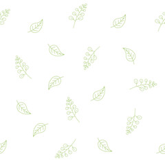 Hand drawing seamless abstract leaf line pattern